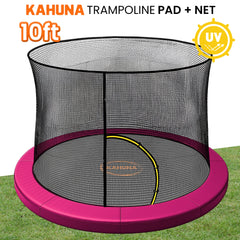 Kahuna 10ft Trampoline Pad and Net - Pink