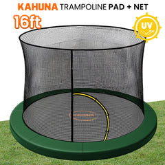 Kahuna 16ft Trampoline Pad and Net - Green