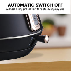 Pronti 1.7L Rose Trim Collection Kettle - Black