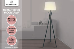 Sarantino Tripod Floor Lamp in Metal and Antique Brass