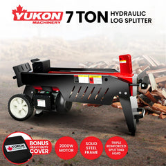Yukon 7 Ton Electric Log Splitter With Side Protectors Axe Wood Cutter