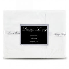 Laura Hill 750 Thread Count Pure Cotton Queen Bed Sheet Set 4 Piece Gift Pack - White