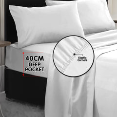 Laura Hill 750 Thread Count Pure Cotton Queen Bed Sheet Set 4 Piece Gift Pack - White