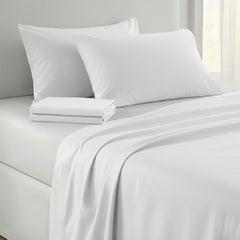 Laura Hill 750 Thread Count Pure Cotton Queen Bed Sheet Set 4 Piece Gift Pack - White