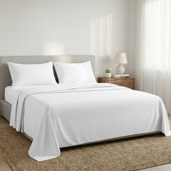 Laura Hill 750 Thread Count Pure Cotton Queen Bed Sheet Set 4 Piece Gift Pack - White