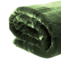 Laura Hill 600gsm Faux Mink Blanket Queen Size Double-sided Throw Rug Large Super Luxurious Soft - Green