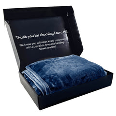 Laura Hill 600gsm Faux Mink Blanket Queen Size Double-sided Throw Rug Large Super Luxurious Soft - Blue