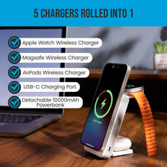 OneAdaptr OneGo White 5 in 1 MagSafe Charging Stand Power Bank