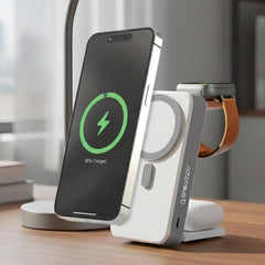 OneAdaptr OneGo White 5 in 1 MagSafe Charging Stand Power Bank