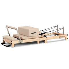 Powertrain Selina Pilates Reformer Machine Wooden Folding Multifunctional Home Gym Equipment with Jumpboard & Sitting Box Oak Beige