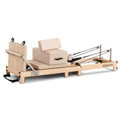 Powertrain Selina Pilates Reformer Machine Wooden Folding Multifunctional Home Gym Equipment with Jumpboard & Sitting Box Oak Beige