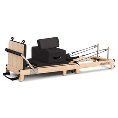 Powertrain Selina Pilates Reformer Machine Wooden Folding Multifunctional Home Gym Equipment with Jumpboard & Sitting Box Oak Black