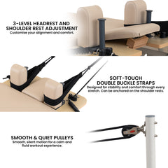 Powertrain Velora Beige Aluminium Foldable Pilates Board Reformer Multifunctional Core Exercise Set Ab Trainer Platform Extender Sitting Box Jumpboard And Footbar Full Body Home