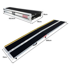 Kartrite Folding Aluminium Wheelchair Ramp 10FT Portable Mobility Access Ramp
