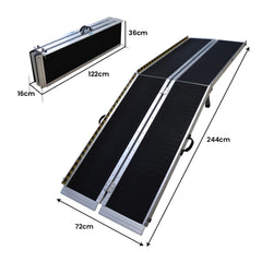 Kartrite Folding Aluminium Wheelchair Ramp 8FT Portable Mobility Access Ramp