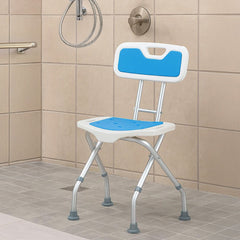 Orthonica Compact & Foldable Commode Shower Chair w/Height Adjustable Aluminium Frame Non Slip Feet HDPE Seat & Backrest