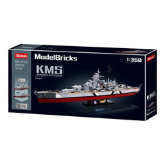 Sluban B1102 Model Kit WWII Bismarck Battleship Large Scale Warship Navy Vessel Boat Military Blocks DIY Construction