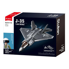 Sluban B1186 Model Kit 1:44 J35 Carrier Fighter Chinese Stealth Jet Plane Modern PLAAF Building Blocks DIY Set Toy