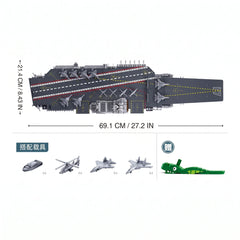 Sluban B1189 Model Kit 1:450 Aircraft Carrier Shandong Type 002 PLAN Warship Navy Vessel Boat Blocks DIY Set Toy