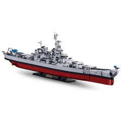 Sluban B1291 Model Kit 1:350 USS Missouri BB63 Mighty Mo Battleship Warship WWII Navy Vessel Boat Blocks DIY Set Toy