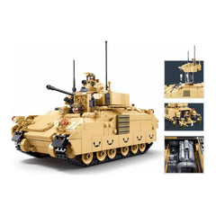 Sluban B1363 Model Kit 1:35 M3A3 Bradley Armored Infantry Vehicle IFV AFV Modern US Army Military Building Blocks DIY Set Toy