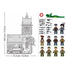 Sluban B1532 Model Kit 44cm Battle Of Sainte Mere Eglise D-Day WWII Paratrooper Army Building Blocks DIY Set Toy