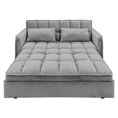 Sarantino Quincy 2-Seater Velvet Sofa Bed in Dark Grey with Wooden Frame and Tufted Design