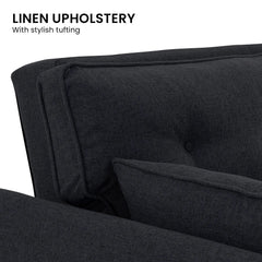 Sarantino 3 Seater Modular Linen Fabric Sofa Bed Couch Futon Suite - Black