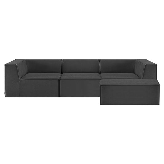 Sarantino Novi 3-Seater Modular Sofa with Ottoman in Black Non-Slip Bottom Lounge