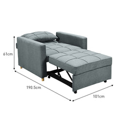 Sarantino Suri 3-in-1 Convertible Sofa Chair Bed - Airforce Blue