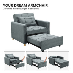 Sarantino Suri 3-in-1 Convertible Sofa Chair Bed - Airforce Blue