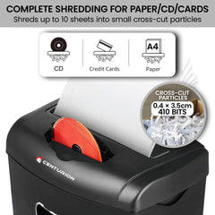Centurion 21L Cross-Cut Office Shredder 10-Sheet Paper, CD & Credit Card Security