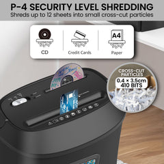 Centurion 25L 12-Sheet Paper Shredder Electric Cross-Cut Home & Office Cutter