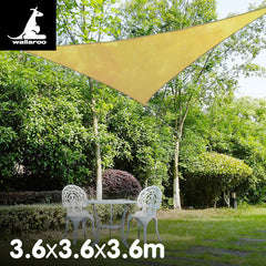 Wallaroo 3.6m Triangular Sun Shade Sail Canopy Sand Breathable UV Protection Outdoor Patio Garden Yard Cover