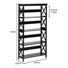 Sarantino Daphne 5-tier Cross Panel Bookshelf