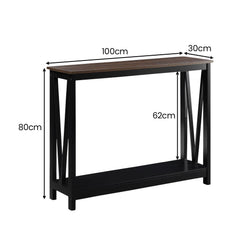 Sarantino Cielo 2-Tier Console Table Dark Walnut