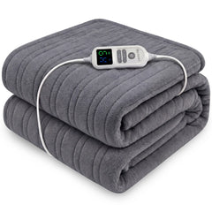 Laura Hill XL Electric Heated Blanket Throw Soft Coral Fleece with 10 Heat Settings - Grey