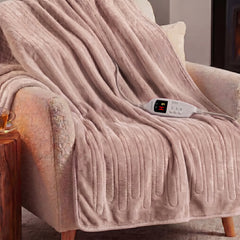 Laura Hill Electric Heated Blanket Throw Soft Coral Fleece w/ 9 Heat Settings - Pink