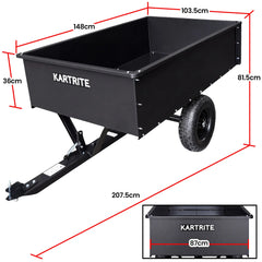 Kartrite 816kg Heavy-Duty Steel Dump Cart with Quick-Release Dumping Handle