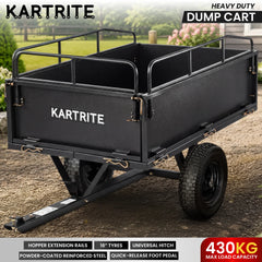 Kartrite 430kg Heavy Duty Steel Dump Cart with Foot Pedal Dumping System