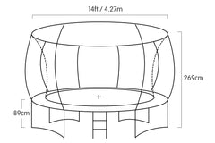 Kahuna 14ft Trampoline Free Ladder Spring Mat Net Safety Pad Cover Round Enclosure - Rainbow
