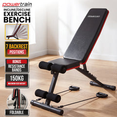 Powertrain Adjustable Weight Bench with Incline Decline And 7 Backrest Positions
