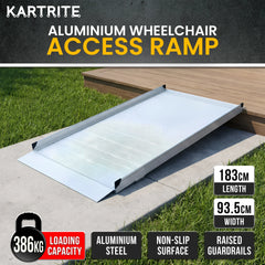 Kartrite 6ft Aluminium Wheelchair Ramp Non Slip Surface 386kg Capacity
