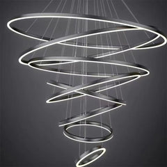 BAMDECOR A18815 Nordic Home Decor Dining Room Pendant lamp lights Ceiling Lamp Hanging Light Chandelier Lamps (8 Rings-Black)