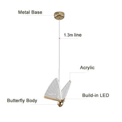 BAMDECOR LED Modern Bedroom Bedside Creative Butterfly Hanging Chandelier Light Fixtures for Stairs Nordic Decoration