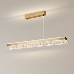 BAMDECOR A122 Nordic Long Dual Linear Dimmable Acrylic Kitchen Dining Table Pendant Light Minimalist Modern Lighting (Gold)