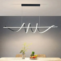 BAMDECOR A202 Modern LED Linear Pendant Lights with Dimmable LED (160cm/180cm-Black) 1.5 Meters