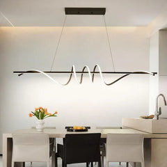 BAMDECOR A202 Modern LED Linear Pendant Lights with Dimmable LED (160cm/180cm-Black) 1.5 Meters