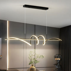 BAMDECOR A202 Modern LED Linear Pendant Lights with Dimmable LED (160cm/180cm-Black) 1.5 Meters