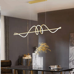 BAMDECOR A202 Modern LED Linear Pendant Lights with Dimmable LED (160cm/180cm-Gold) 1.5 Meters